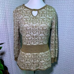 Ruby Rd. Leopard print  Fitted Blouse with Cut Out